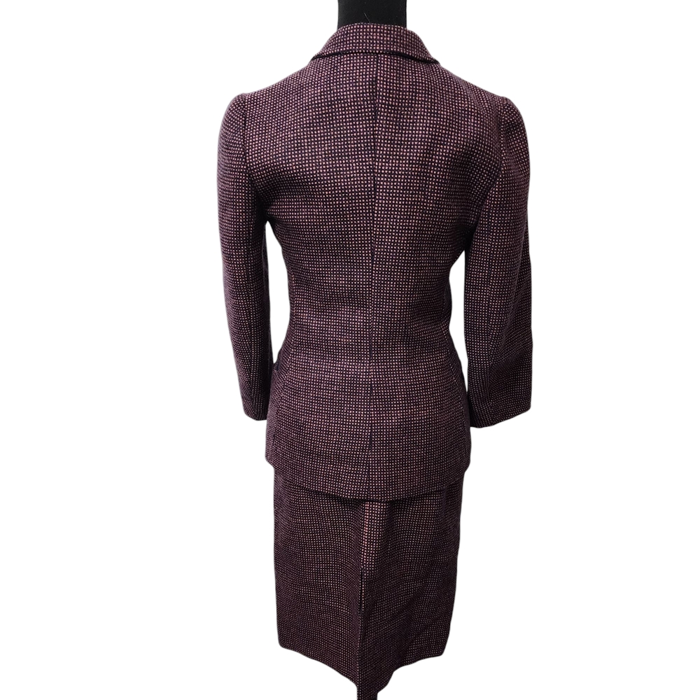 Lillliane Burty Paris Two Piece Wool Pink & Blue Check Blazer & Skirt Set - Picture 2 of 15